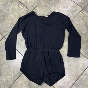 Free People Beach Captain Romper Black Keyhole Open Back Short Sz S Boho Preppy